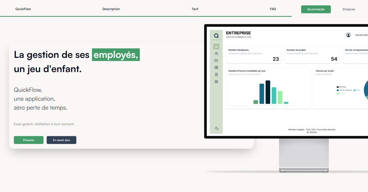 QuickFlow - Enregistrement des heures et suivi de chantier.
